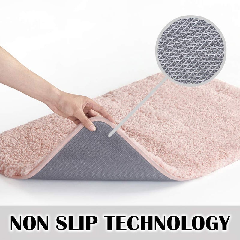 Suchtale Bathroom Contour Rug Non Slip Bath Mat Water Absorbent Soft Microfiber Shaggy Bathroom Mat Machine Washable Bath Rug for Bathroom Thick Plush U Shape Toilet Rug (20 x 24, Dusty Pink) - Image 5